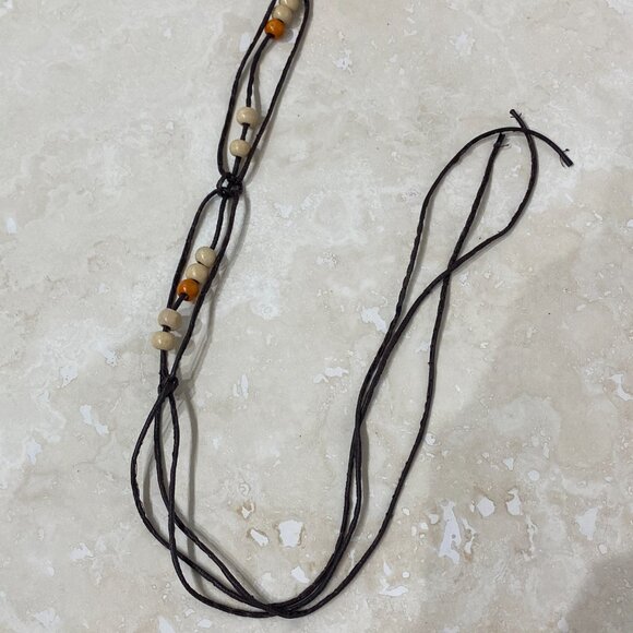 3/10$, Macramé Wood Beaded Waxed Cord Waist Belt - Picture 2 of 5